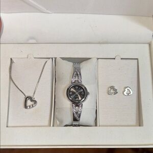 Lucien Piccard Silver Heart Jewelry Set